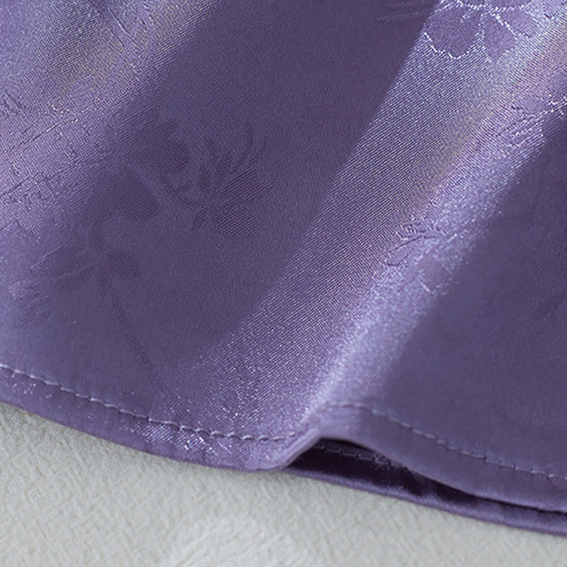 Buddha Stones Summer Solid Color Jacquard Flower Slit Design Three Quarter Sleeve Women's Shirt - image 7