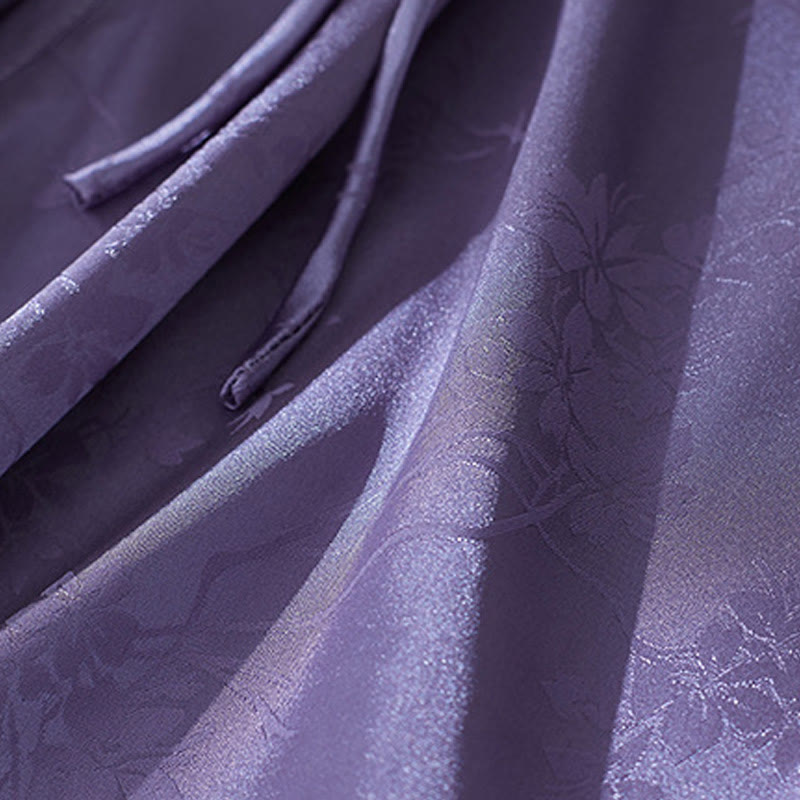 Buddha Stones Summer Solid Color Jacquard Flower Slit Design Three Quarter Sleeve Women's Shirt - image 5