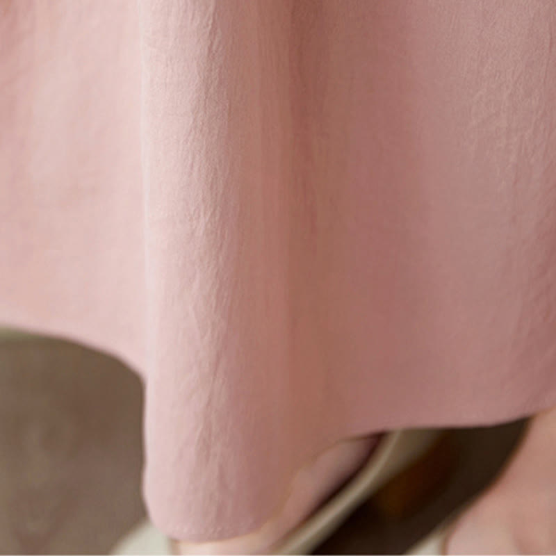 Buddha Stones Three-Dimensional Flower Ruffled Short Sleeve Cotton Linen Midi Dress With Pockets - image 14