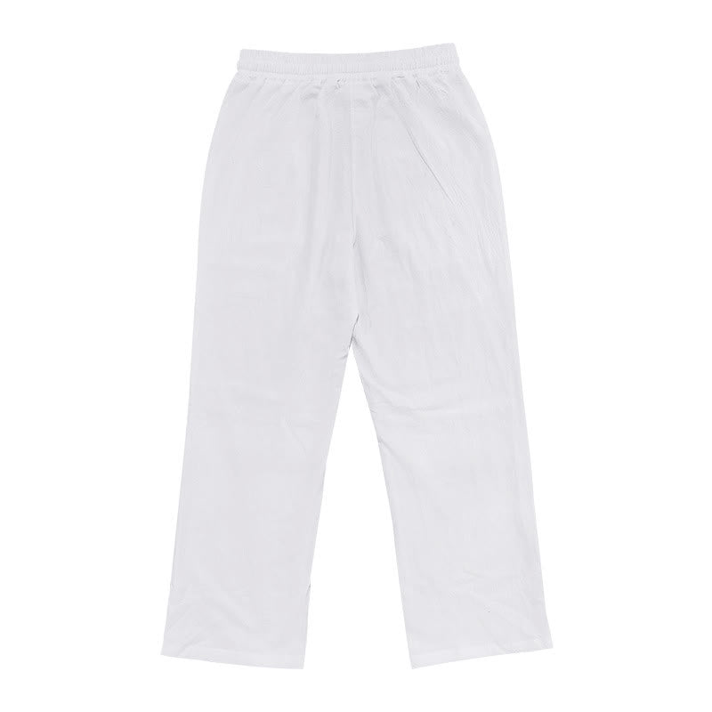 Buddha Stones Casual Plain Color Buttons Men's Cotton Pants With Pockets - image 3