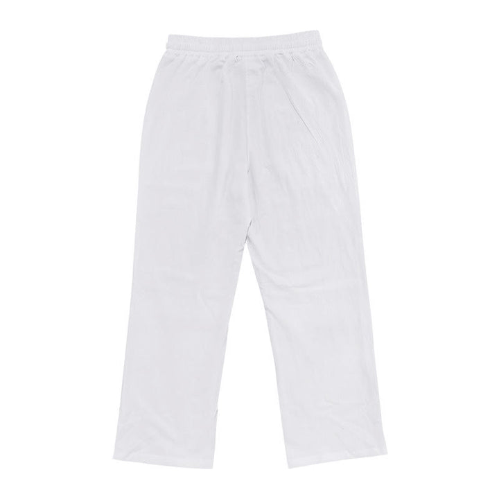 Buddha Stones Casual Plain Color Buttons Men's Cotton Pants With Pockets - image 3