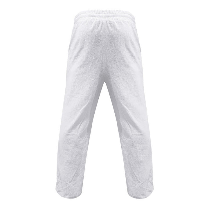 Buddha Stones Casual Plain Color Buttons Men's Cotton Pants With Pockets - image 7