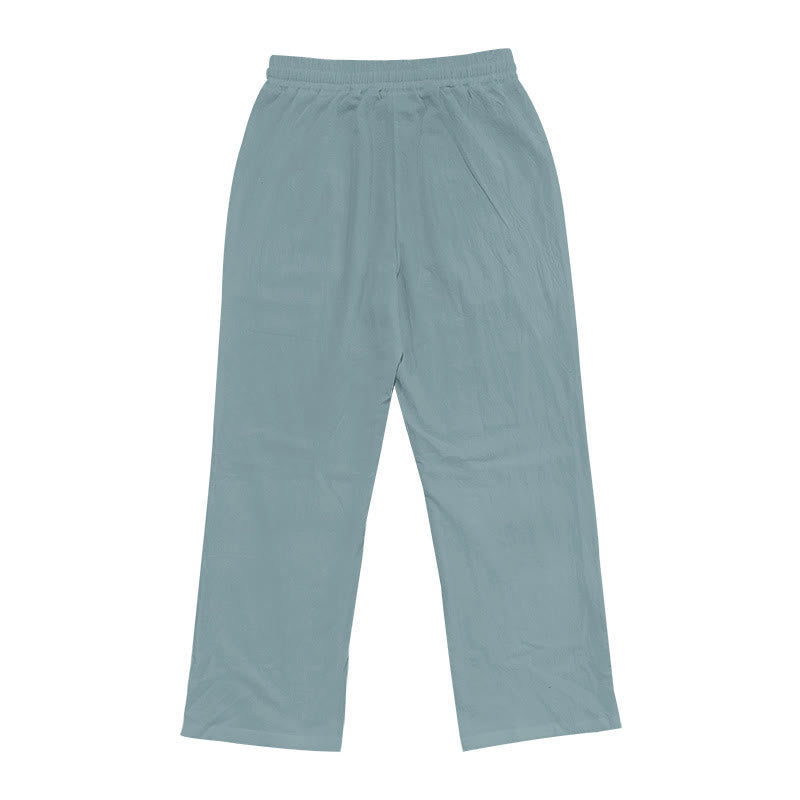 Buddha Stones Casual Plain Color Buttons Men's Cotton Pants With Pockets - image 19