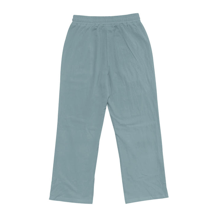 Buddha Stones Casual Plain Color Buttons Men's Cotton Pants With Pockets - image 19