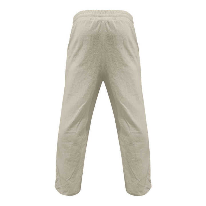 Buddha Stones Casual Plain Color Buttons Men's Cotton Pants With Pockets - image 39