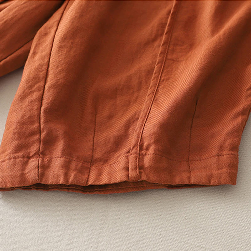 Buddha Stones Casual Plain Solid Color Patchwork Women's Polyester 7-8 Length Wide Leg Pants With Pockets - image 14