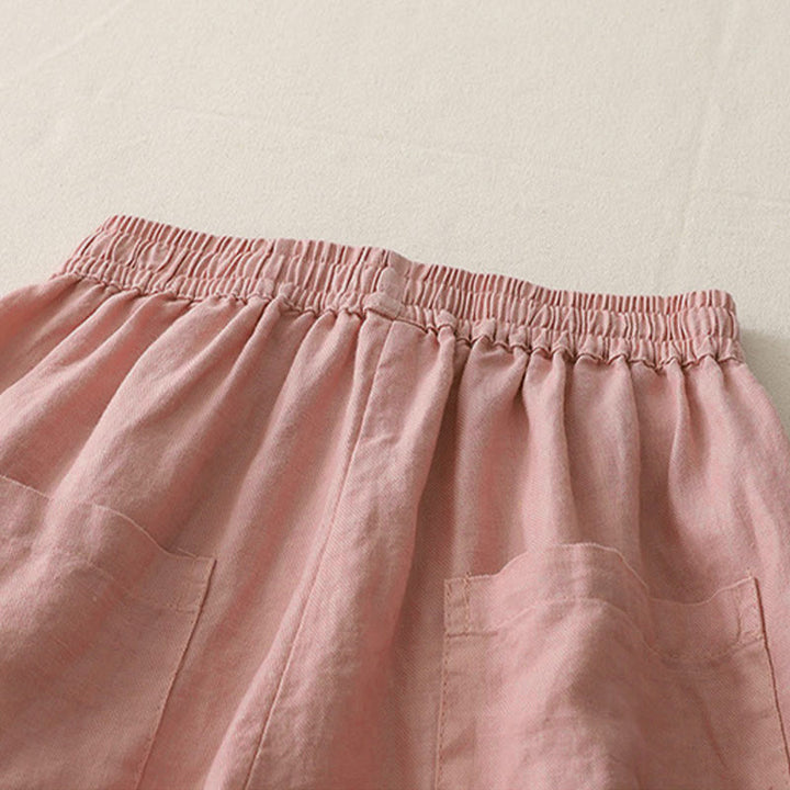 Buddha Stones Casual Plain Solid Color Patchwork Women's Polyester 7-8 Length Wide Leg Pants With Pockets - image 8