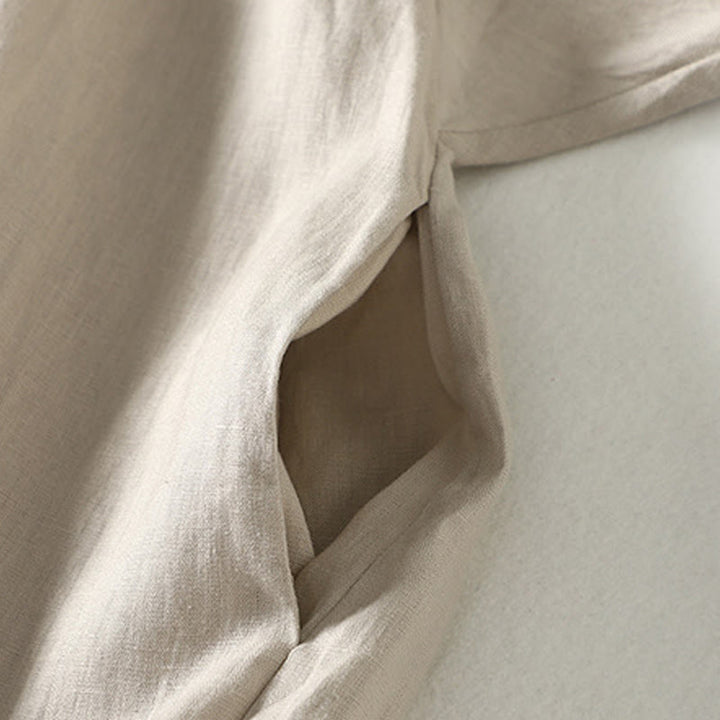 Buddha Stones Buttons Design Women's Cotton Linen Long Sleeve Coat With Pockets - image 10