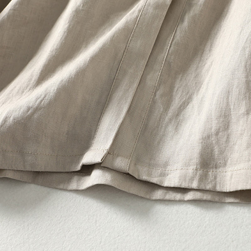 Buddha Stones Buttons Design Women's Cotton Linen Long Sleeve Coat With Pockets - image 12