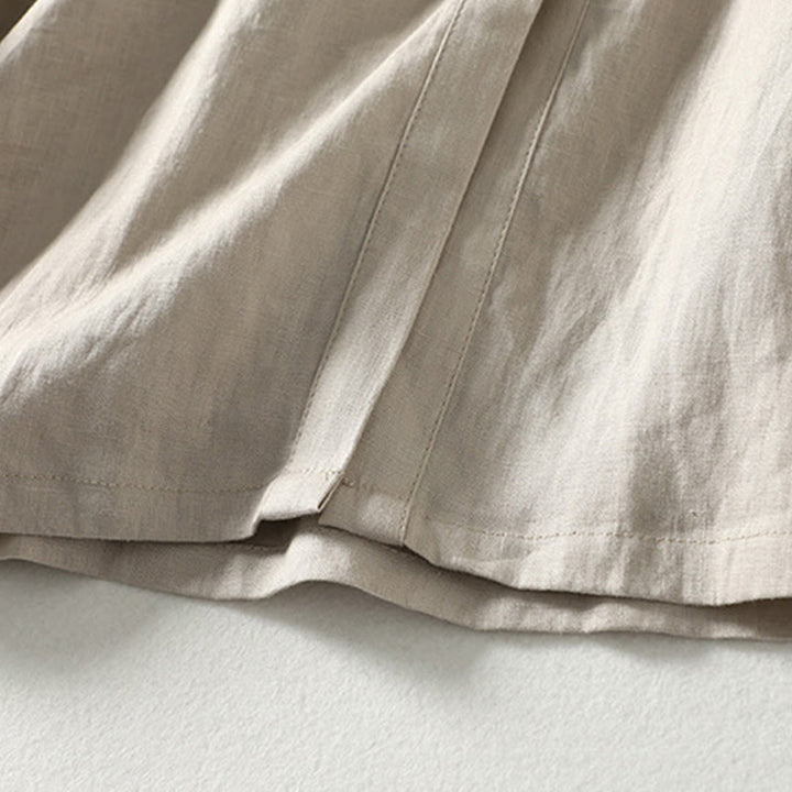 Buddha Stones Buttons Design Women's Cotton Linen Long Sleeve Coat With Pockets - image 12