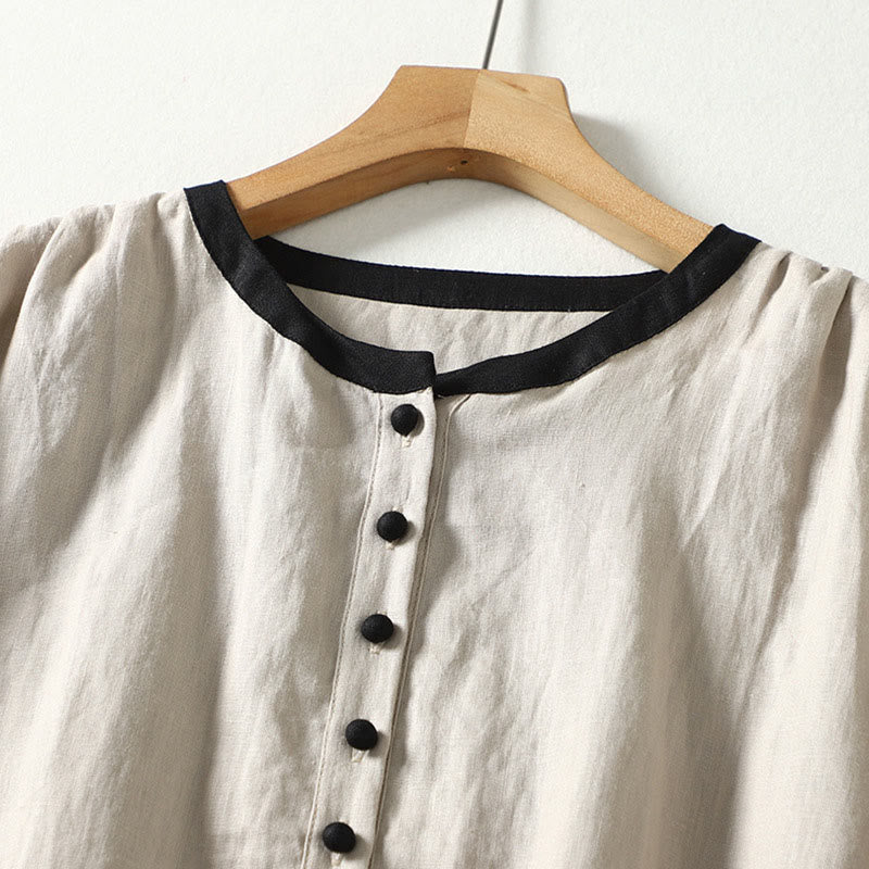 Buddha Stones Buttons Design Women's Cotton Linen Long Sleeve Coat With Pockets - image 4