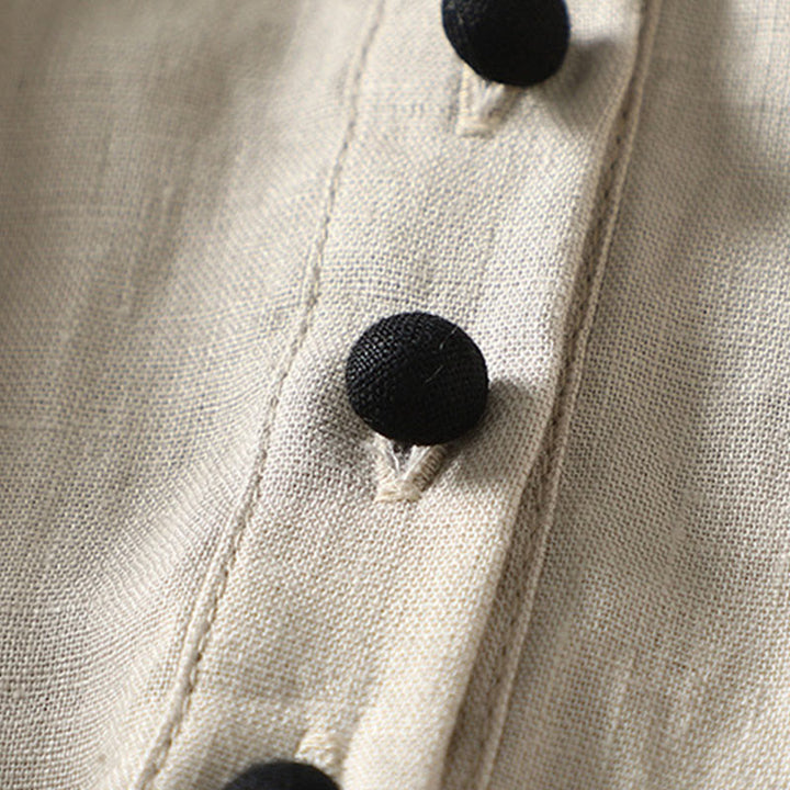 Buddha Stones Buttons Design Women's Cotton Linen Long Sleeve Coat With Pockets - image 7
