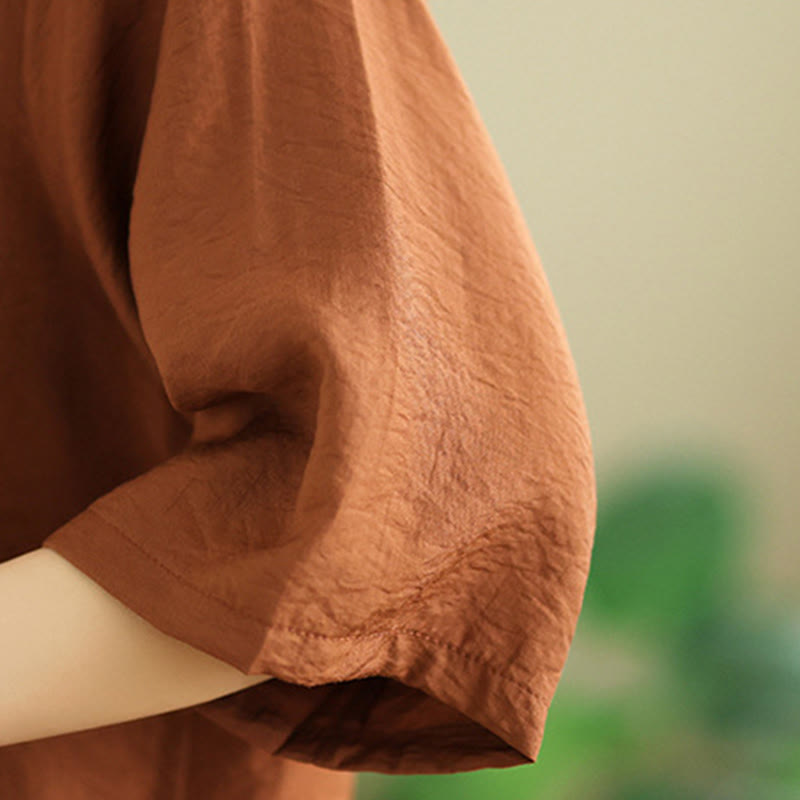 Buddha Stones 2pcs Casual Women's Stand Collar Shirt Loose Pants Meditation Clothing Set - image 7