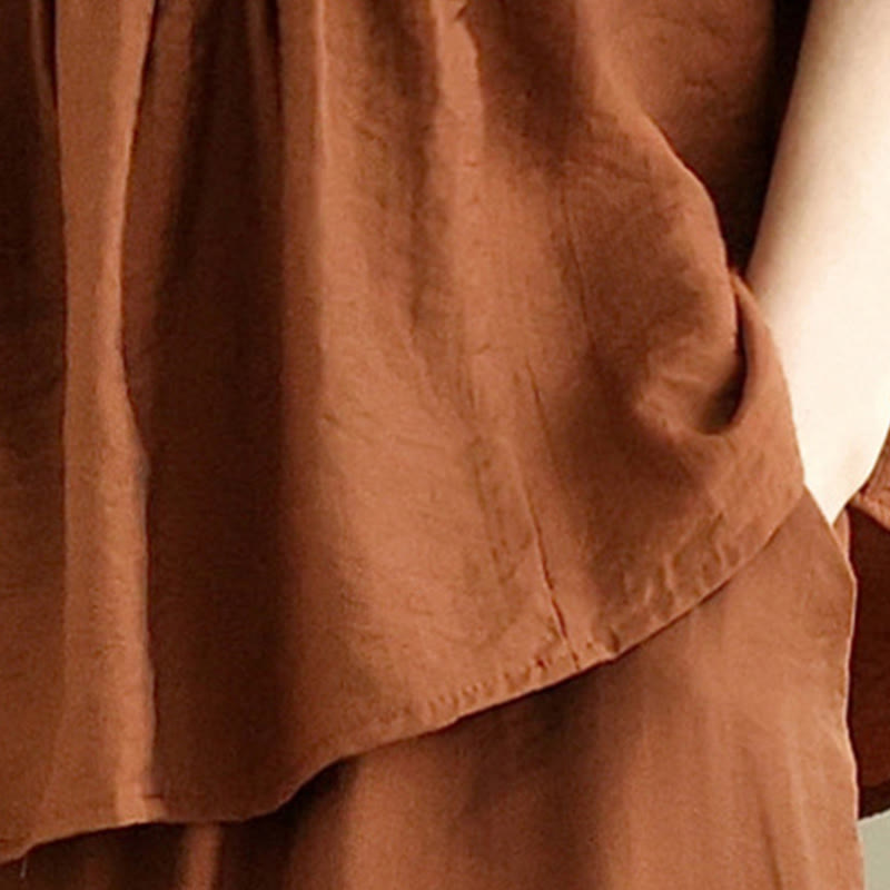 Buddha Stones 2pcs Casual Women's Stand Collar Shirt Loose Pants Meditation Clothing Set - image 5