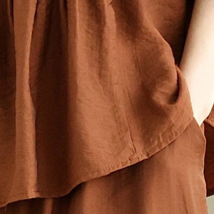 Buddha Stones 2pcs Casual Women's Stand Collar Shirt Loose Pants Meditation Clothing Set - image 5