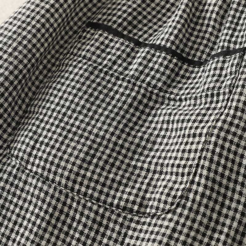 Buddha Stones Plaid Pattern Drawstring Women's Cotton Linen Harem Pants With Pockets - image 7