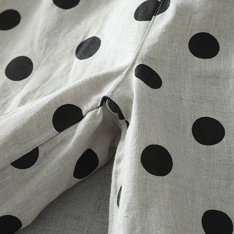 Buddha Stones Polka Dot Floral Pattern Pattern Women's Cotton Linen Harem Pants With Pockets - image 11