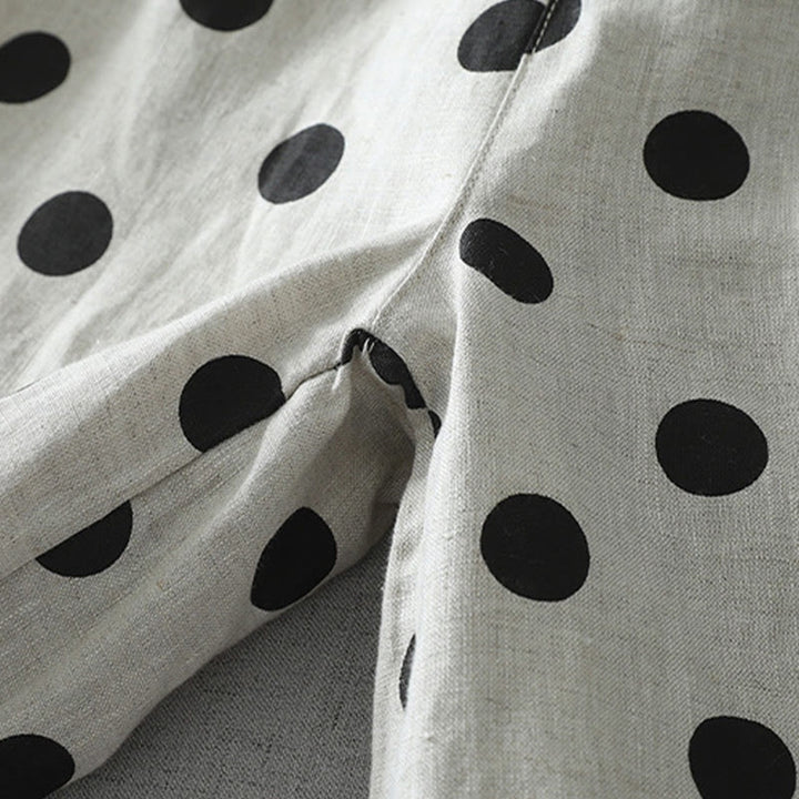 Buddha Stones Polka Dot Floral Pattern Pattern Women's Cotton Linen Harem Pants With Pockets - image 11