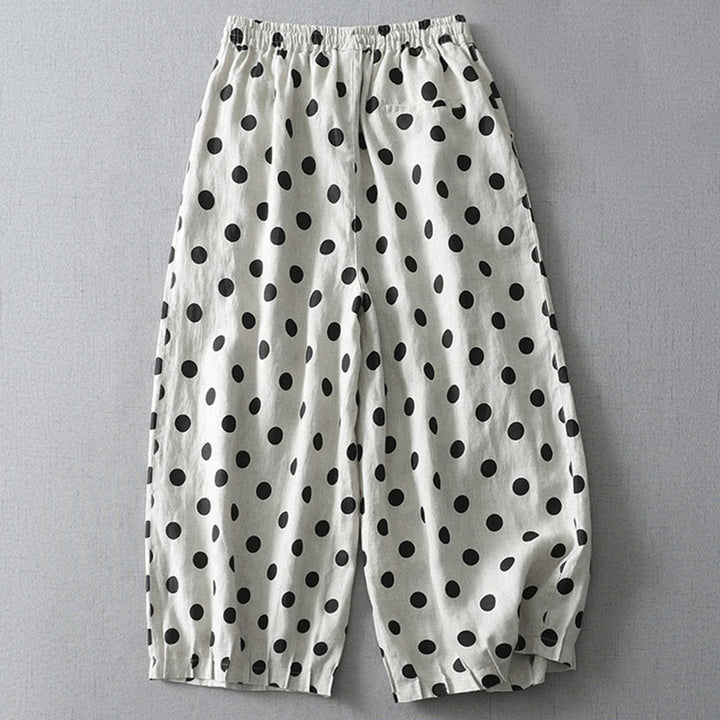 Buddha Stones Polka Dot Floral Pattern Pattern Women's Cotton Linen Harem Pants With Pockets - image 6