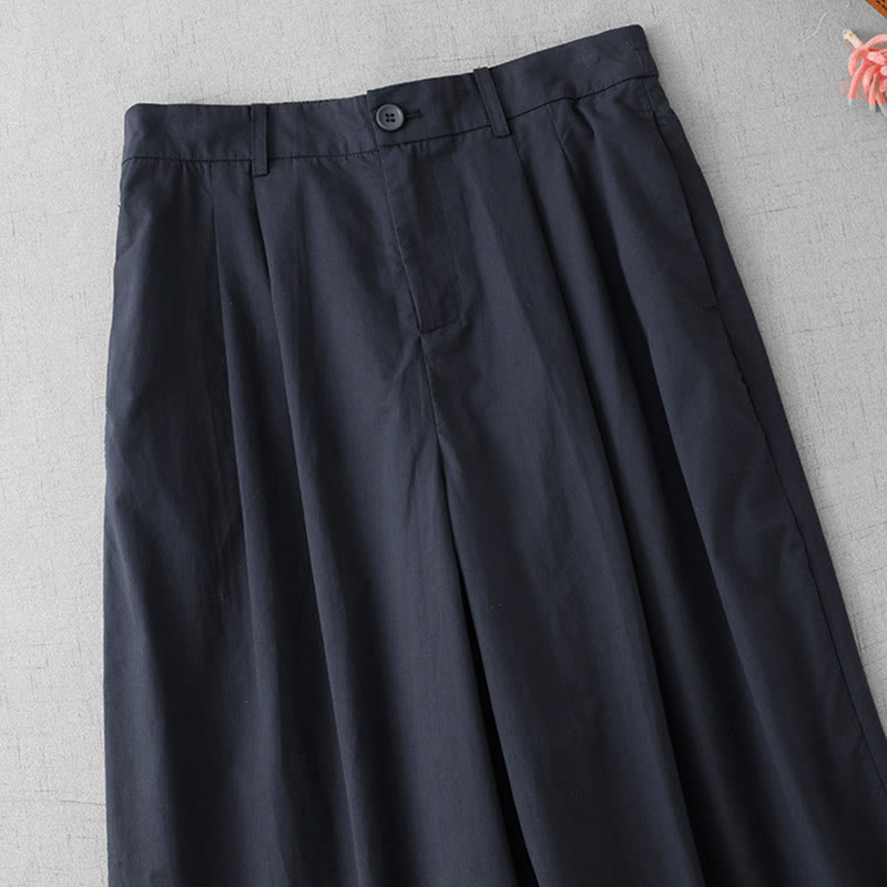 Buddha Stones Casual Plain High Waist Women's Polyester 7-8 Length Wide Leg Pants With Pockets - image 2