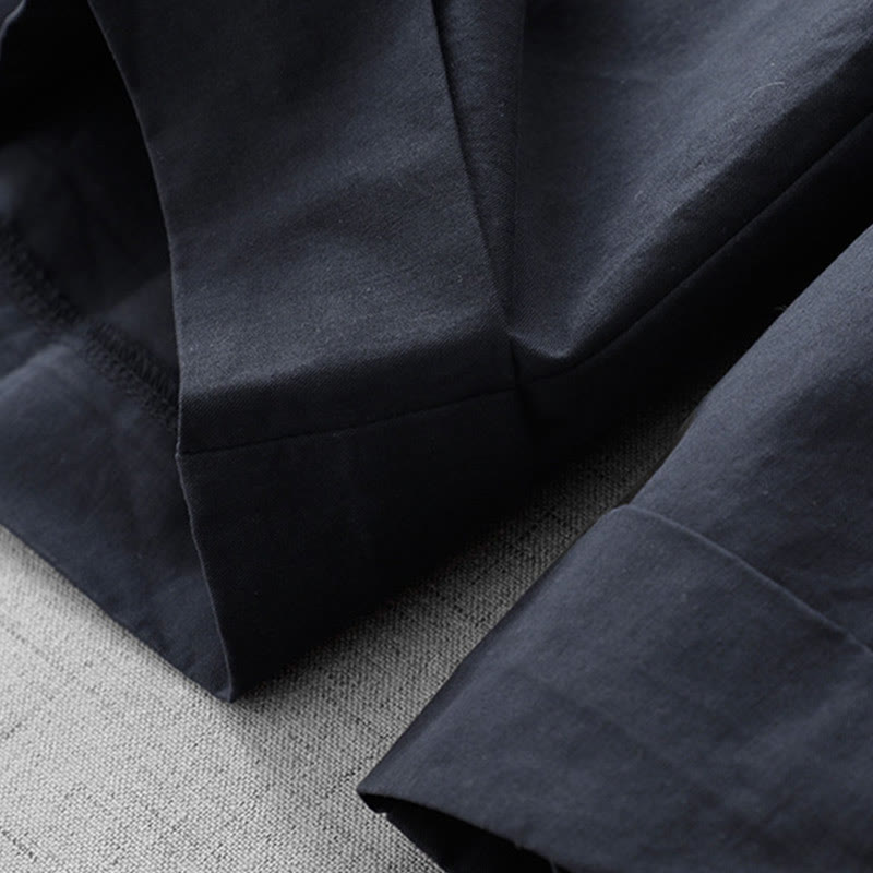 Buddha Stones Casual Plain High Waist Women's Polyester 7-8 Length Wide Leg Pants With Pockets - image 4