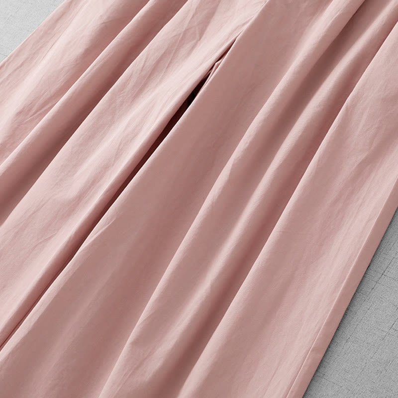 Buddha Stones Casual Plain High Waist Women's Polyester 7-8 Length Wide Leg Pants With Pockets - image 12