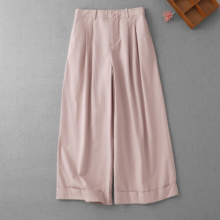 Buddha Stones Casual Plain High Waist Women's Polyester 7-8 Length Wide Leg Pants With Pockets - Pink - US14,UK/AU18,EU46 (2XL) - image 6