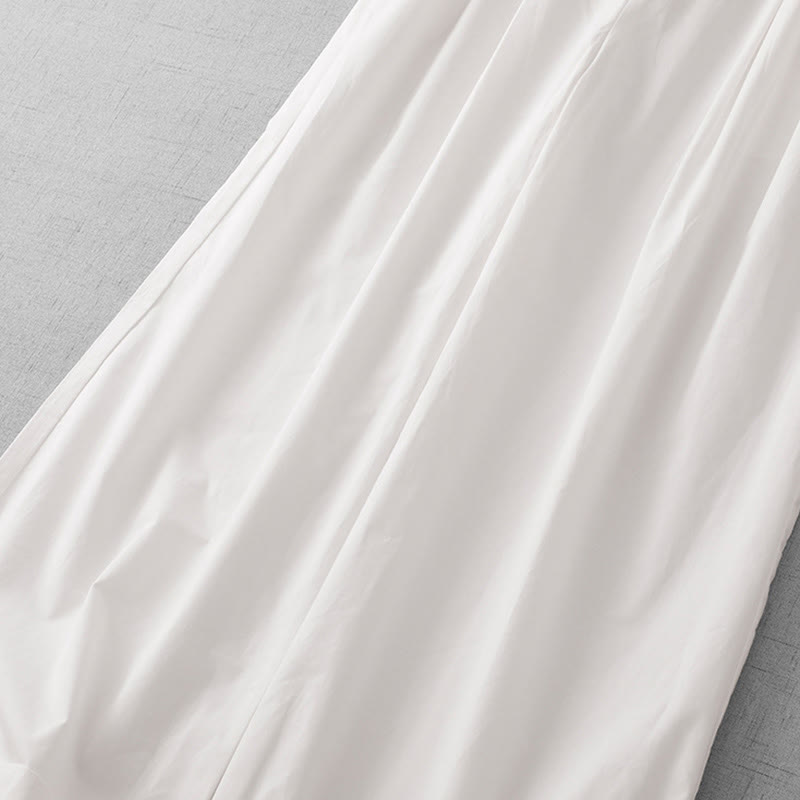 Buddha Stones Casual Plain High Waist Women's Polyester 7-8 Length Wide Leg Pants With Pockets - image 16