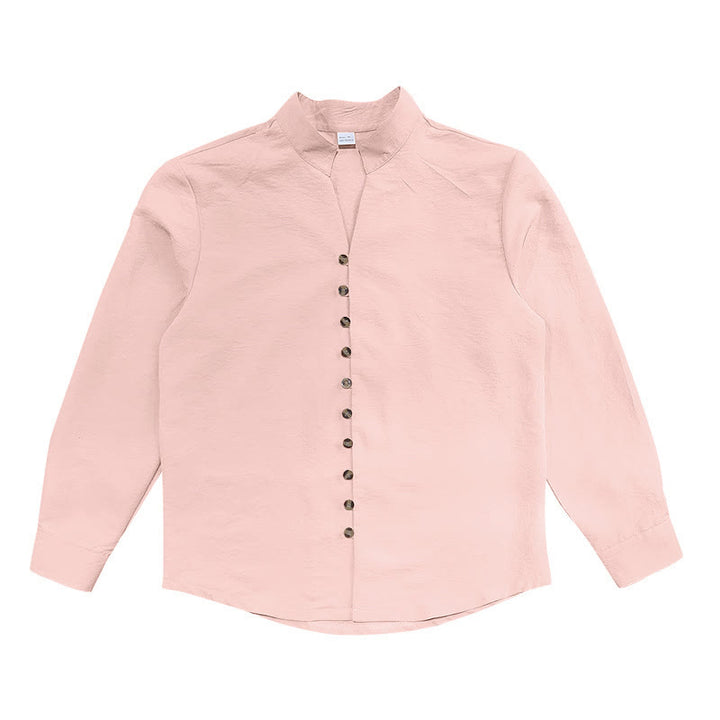 Buddha Stones Solid Color Buttons Fall Long Sleeve Men's Shirt - image 14