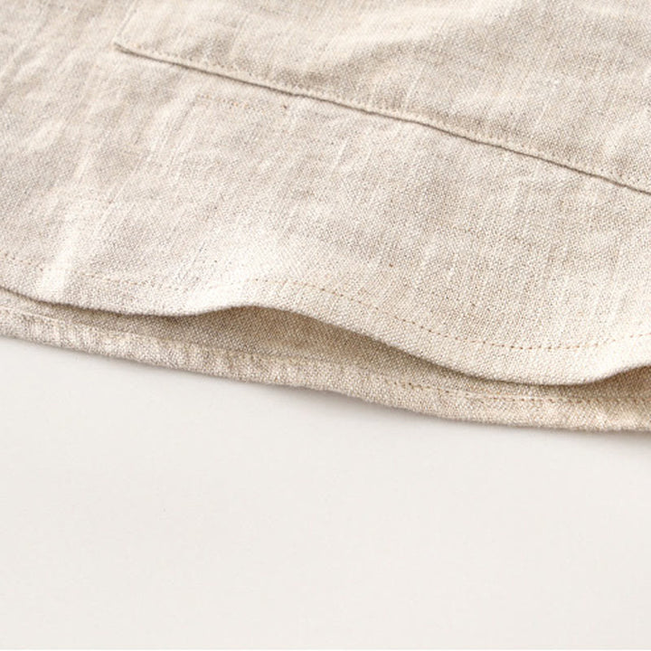 Buddha Stones Solid Summer Short Sleeve Buttons Linen Men's Shirt With Pockets - image 8