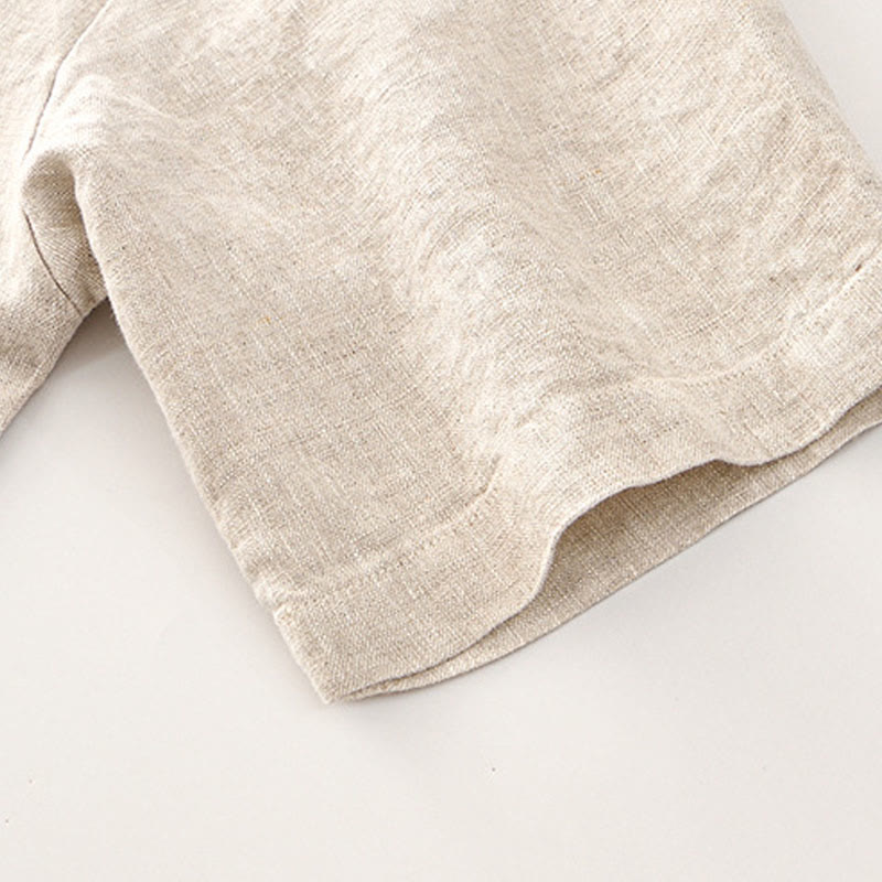 Buddha Stones Solid Summer Short Sleeve Buttons Linen Men's Shirt With Pockets - image 7