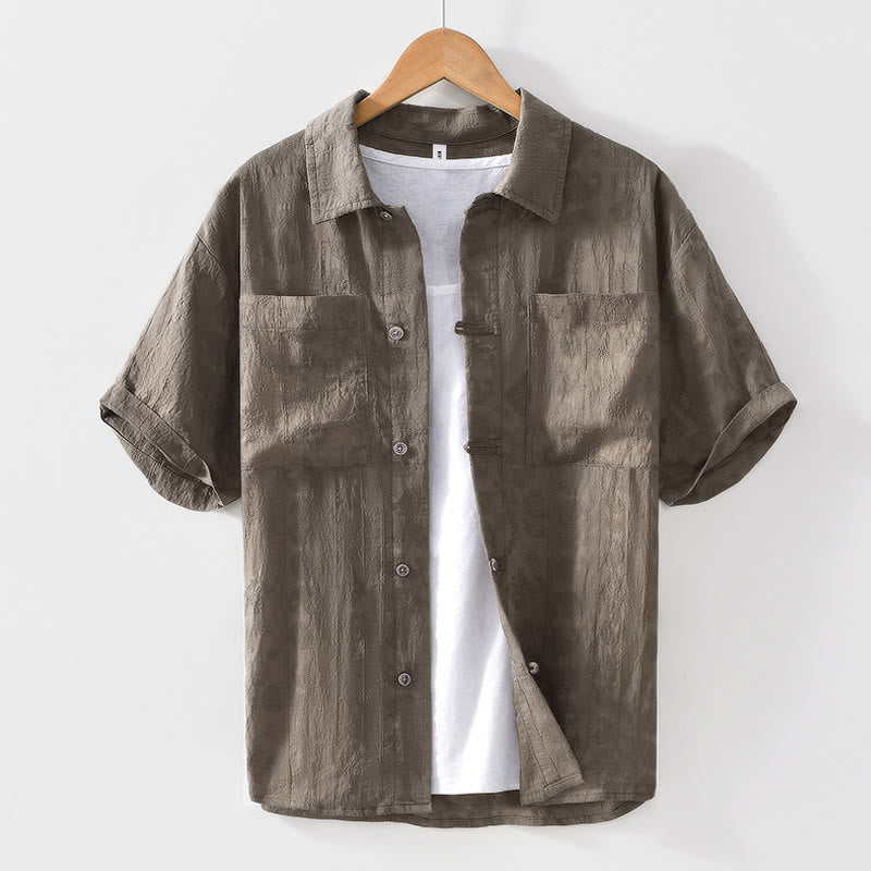Buddha Stones Summer Short Sleeve Buttons Men's Shirt With Two Pockets - Tan - US/UK/AU42,EU52 (3XL) - image 19