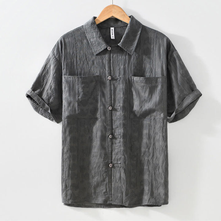 Buddha Stones Summer Short Sleeve Buttons Men's Shirt With Two Pockets - image 3