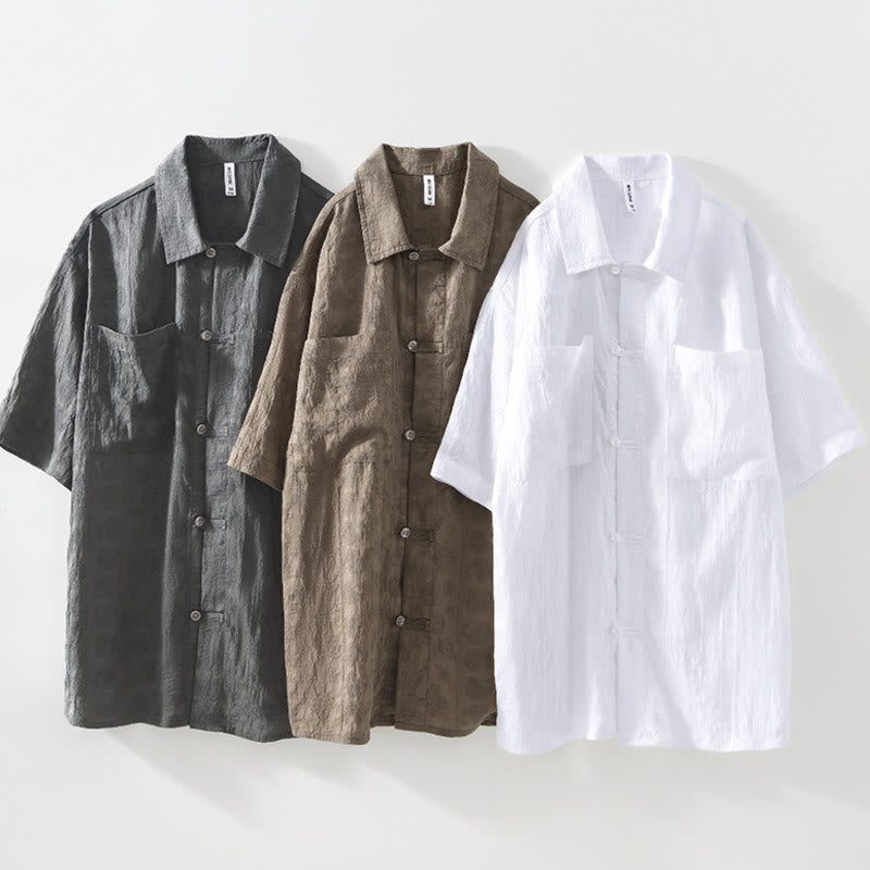 Buddha Stones Summer Short Sleeve Buttons Men's Shirt With Two Pockets - image 2