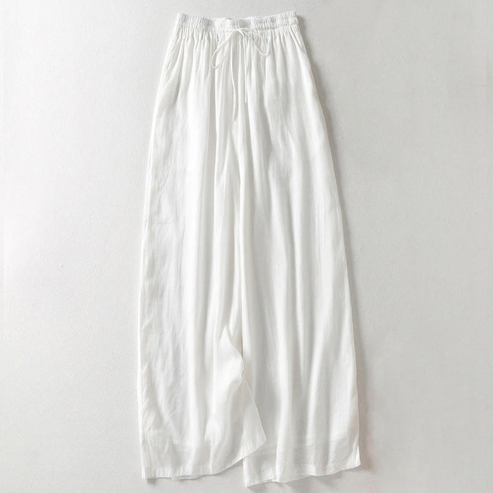 Buddha Stones Casual Drawstring Cotton Linen Ankle-Length Women's Wide Leg Pants With Pockets - White - US8-10,UK/AU12-14,EU40-42 (2XL) - image 5