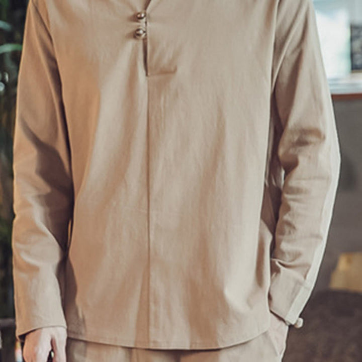 Buddha Stones 2Pcs Cotton Shirt Ankle-Length Pants With Pockets Men's Meditation Cloth Set - image 34