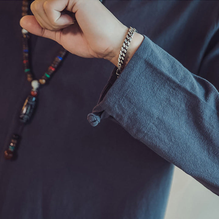 Buddha Stones 2Pcs Cotton Shirt Ankle-Length Pants With Pockets Men's Meditation Cloth Set - image 46