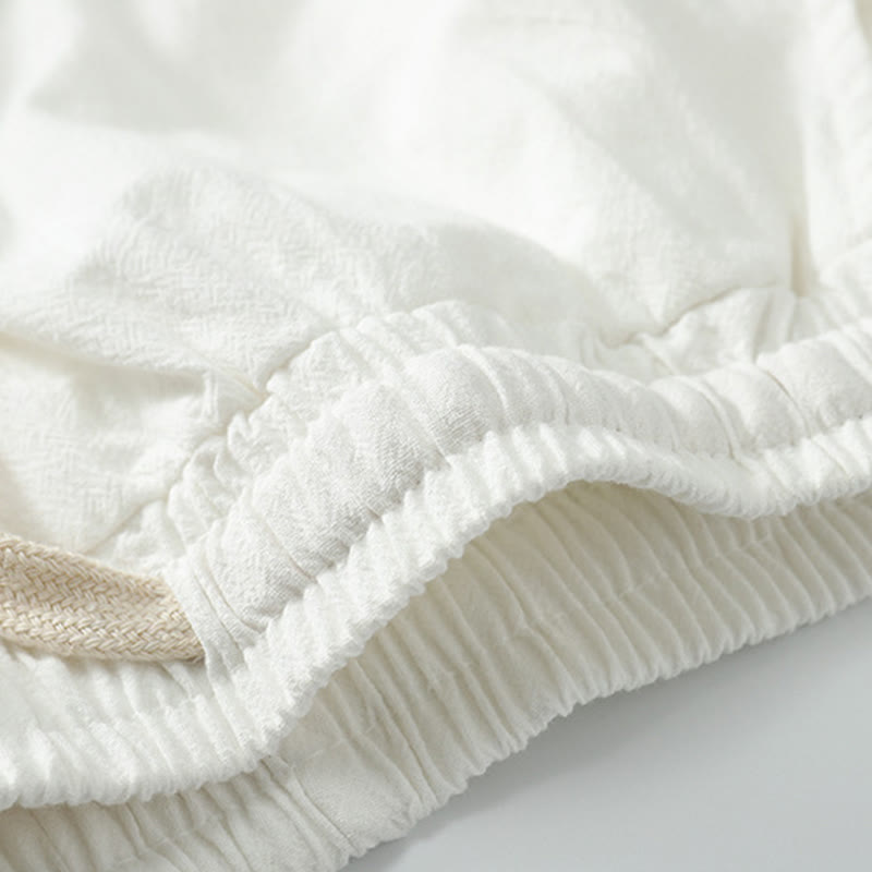 Buddha Stones 2Pcs Summer V-Neck Cotton Shirt Pants With Pockets Men's Meditation Cloth Set - image 9