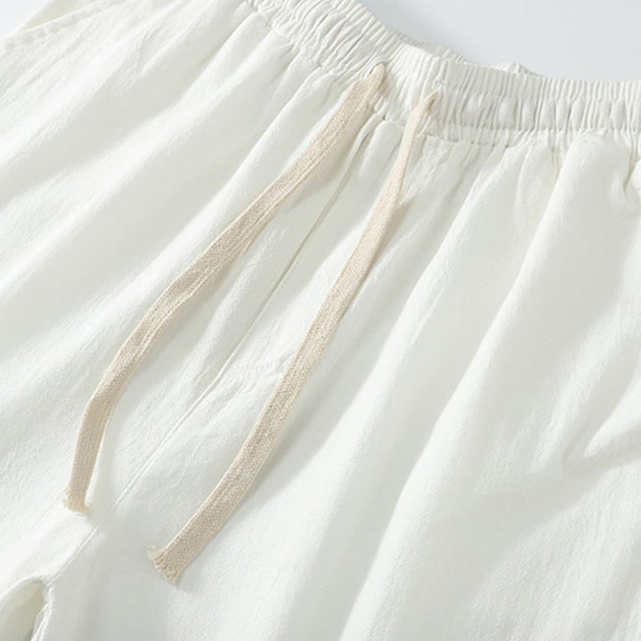 Buddha Stones 2Pcs Summer V-Neck Cotton Shirt Pants With Pockets Men's Meditation Cloth Set - image 11