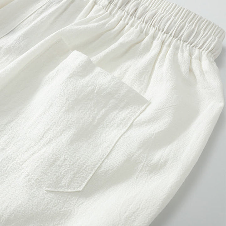 Buddha Stones 2Pcs Summer V-Neck Cotton Shirt Pants With Pockets Men's Meditation Cloth Set - image 10