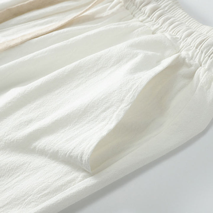 Buddha Stones 2Pcs Summer V-Neck Cotton Shirt Pants With Pockets Men's Meditation Cloth Set - image 6