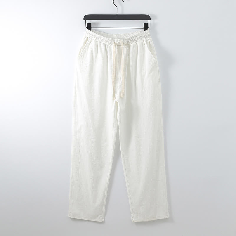 Buddha Stones 2Pcs Summer V-Neck Cotton Shirt Pants With Pockets Men's Meditation Cloth Set - image 7