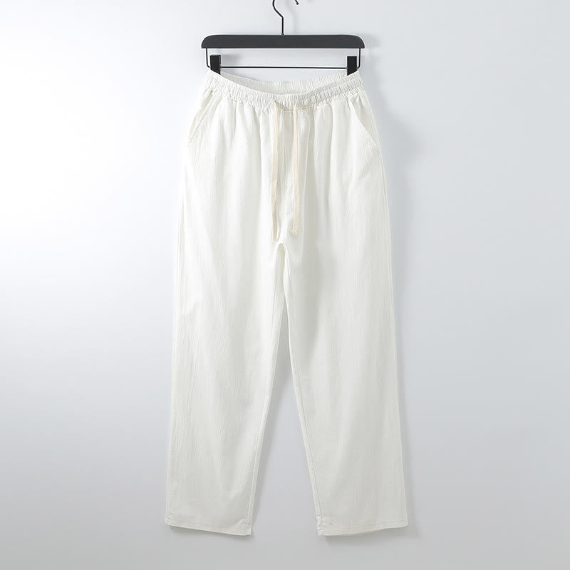 Buddha Stones 2Pcs Lace-up Cotton Kimono Pants With Pockets Men's Meditation Cloth Set - image 5