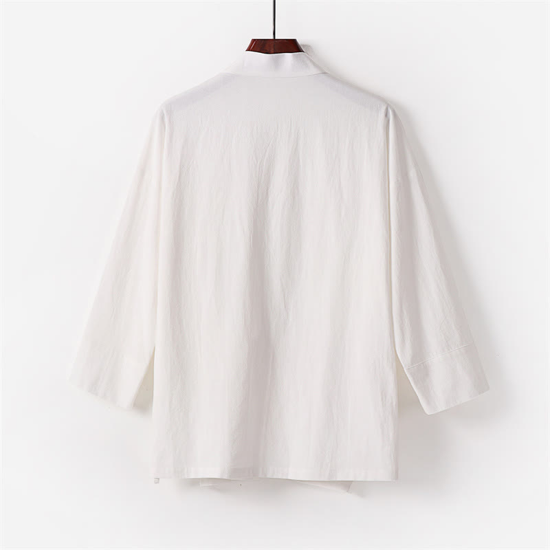 Buddha Stones 2Pcs Lace-up Cotton Kimono Pants With Pockets Men's Meditation Cloth Set - image 4