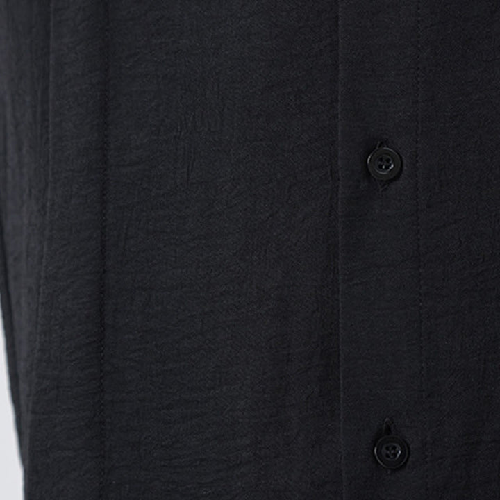 Buddha Stones Plain Buttons Stand Collar Long Sleeve Men's Cotton Shirt - image 28