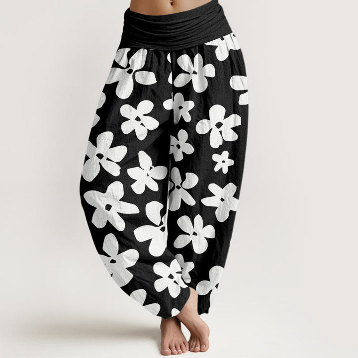 Buddha Stones Casual Bohemian Style Floral Women's Elastic Waist Harem Pants - Black - US22,UK/AU26,EU54 (6XL) - image 8