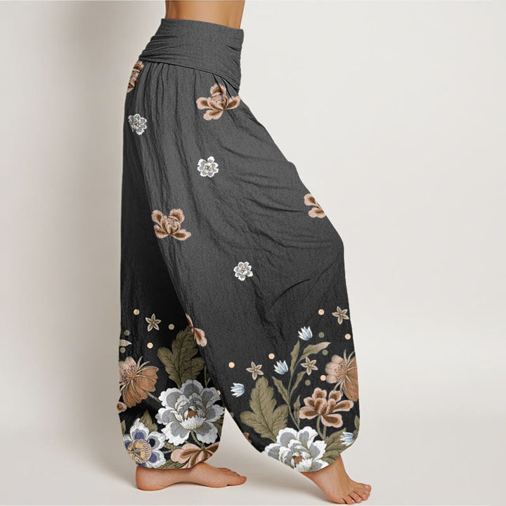 Buddha Stones Casual Blooming Flowers Pattern Women's Elastic Waist Harem Pants - image 9
