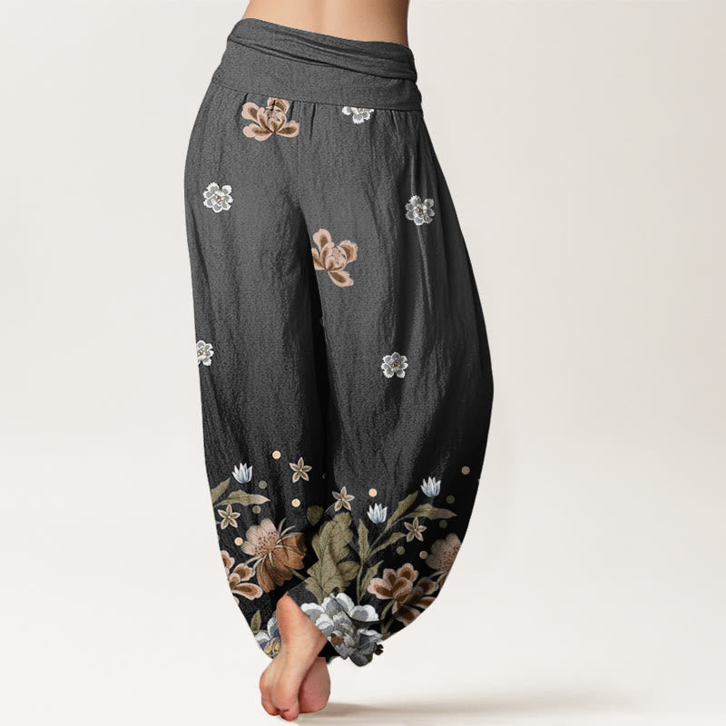 Buddha Stones Casual Blooming Flowers Pattern Women's Elastic Waist Harem Pants - image 10