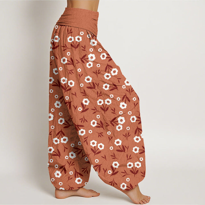 Buddha Stones Casual Simple Flowers Leaves Pattern Women's Elastic Waist Harem Pants - image 2