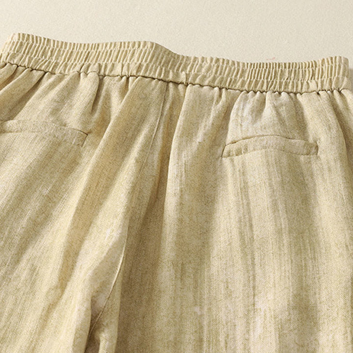 Buddha Stones Summer Plain Drawstring Zipper Design Women's Wide Leg Cotton Pants With Pockets - image 5